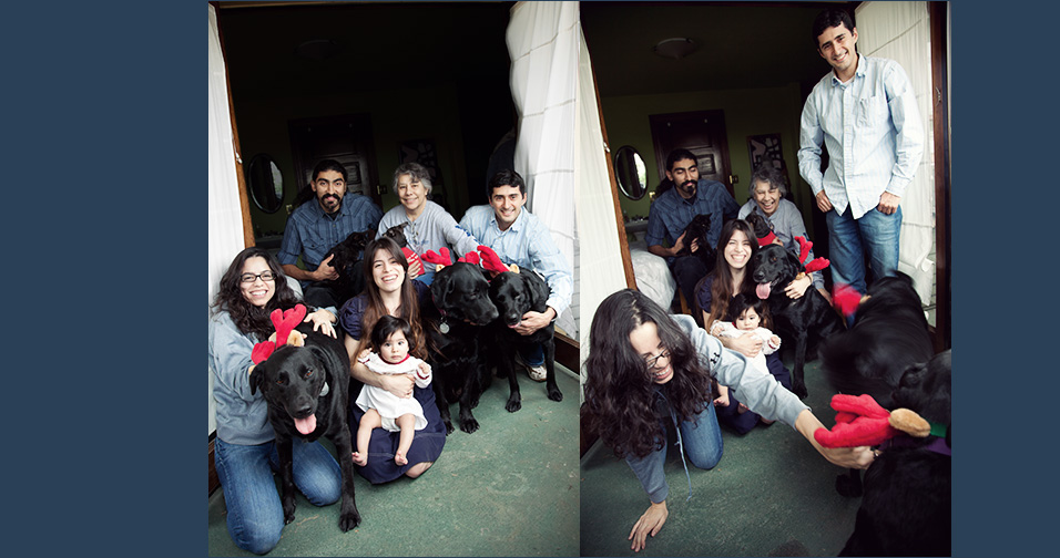 family wrangling dogs for photo - child and family photography la