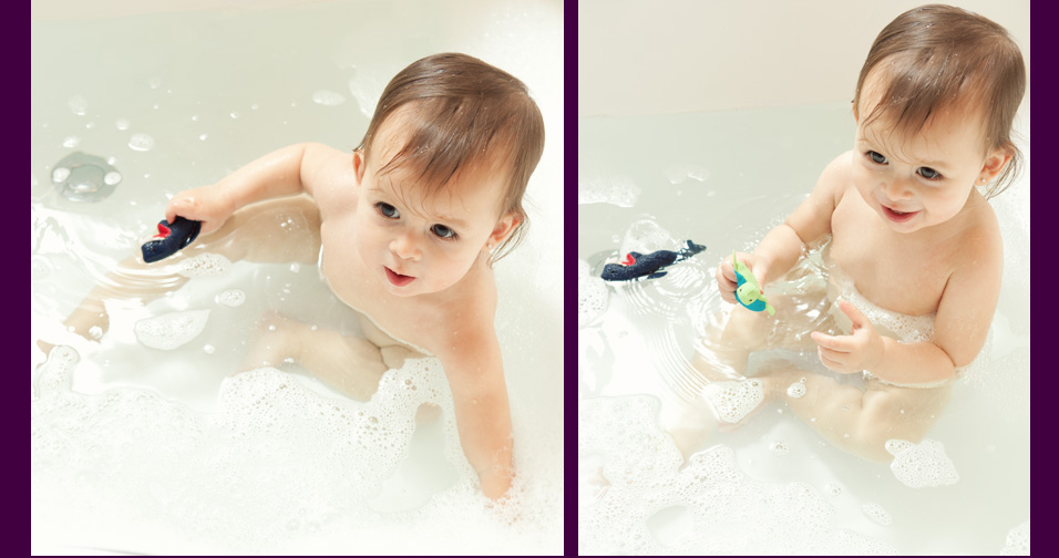 baby girl in tub - family photographer napa valley
